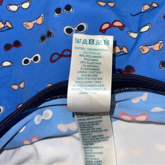 Boden Tankini Top Women's Size 8 US Blue Navy Sunglasses Print Ischia Halter - Picture 12 of 12